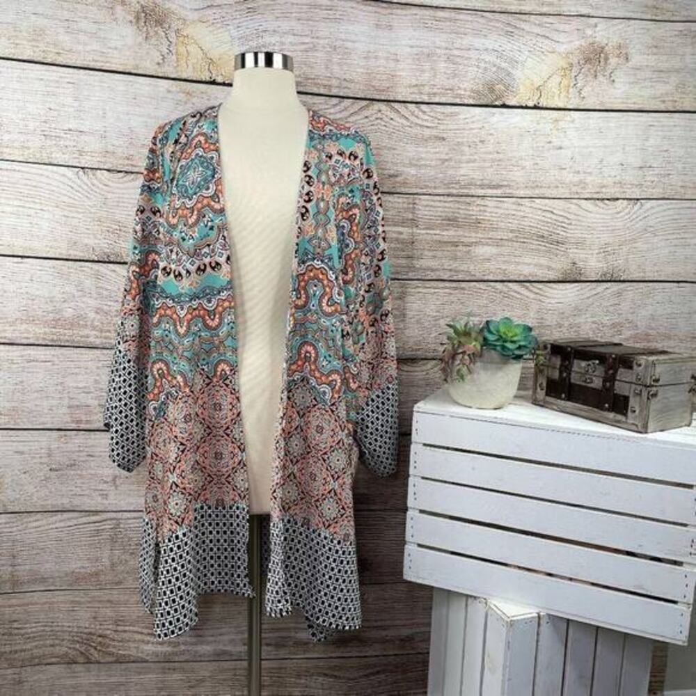 143 Story by Line Up‎ Women's Boho Mosaic Kimono Swimsuit Coverup Size Small